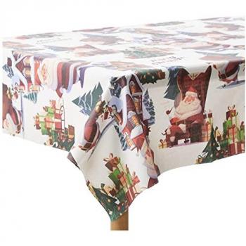 Mantel Navidad Antimanchas Resinado 140x140 cm Papá Noel Made in Spain