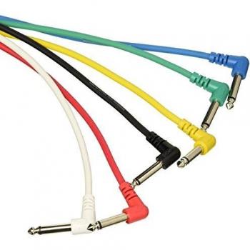 Juego de cables de conexión 6.35 mm macho a 6.35 mm macho 90° - mono - 1 m - 6 unidades (varios colores)