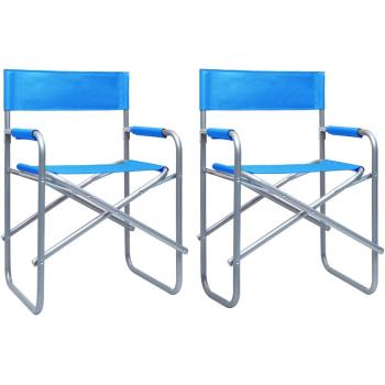 vidaXL Sillas de director 2 unidades acero azul