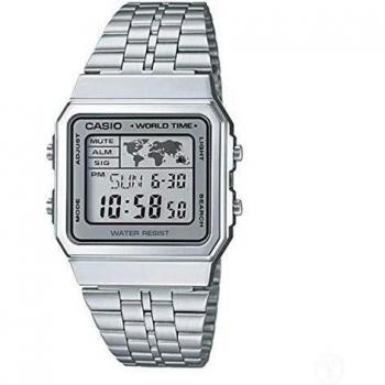 Casio - A500WA-7D - Vintage - Unisex Watch - Digital Quartz - LCD Dial - Grey Steel Strap, LCD/Grey, Bracelet