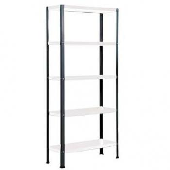 Estantería Simon Home Classic Mini 5 Alturas, Metálica Antracita/Blanco, Dimensiones 1800x800x300 mm
