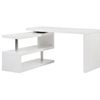 Escritorio extensible NICEPHORE II - MDF lacado blanco - Tablero pivotante 360°