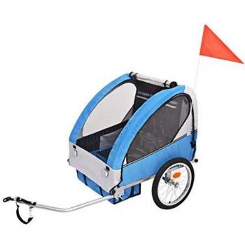 vidaXL Remolque de bicicleta para niños gris y azul 30 kg
