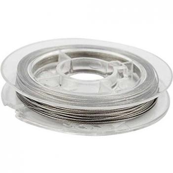 Alambre para cuentas, 0,38 mm, color plateado, 10 m, 1 rollo