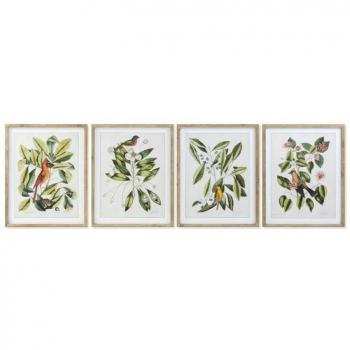 Cuadro DKD Home Decor Bird Tropical Pájaros (55 x 2,5 x 70 cm) (4 Unidades)