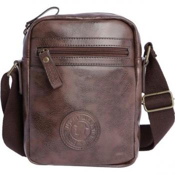 Bolso bandolera para hombre Pietro color marrón con cremallera.
