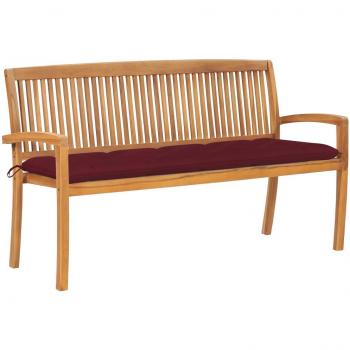 Stackable Garden Bench with Cushion 159 cm Solid Teak Wood