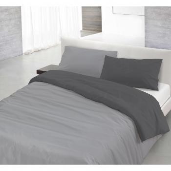 Juego de Ropa de Cama Italiana Color Natural - Funda Nórdica con Saco y Fundas, 100% Algodón, Gris Claro/Humo, 3 Piezas Matrimonial