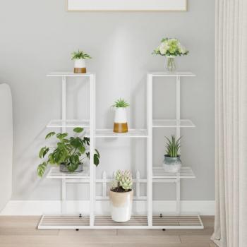 vidaXL Flower Stand 94.5x25x89 cm White Iron