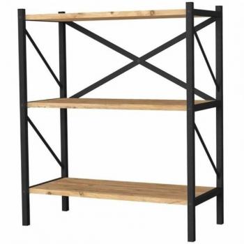 Estantería de Salón Rus 3 Estantes Negro y Roble Safir 66x85x34 Cm