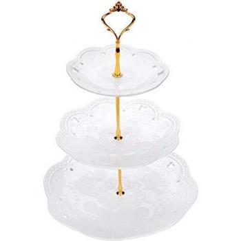 VIVILINEN Soporte de Pastel de 3 Niveles, Soporte de Torre de Postre de cerámica, Juego de exhibición de Servidor de Comida para Fiestas