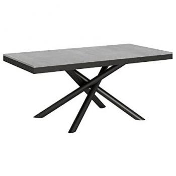 Mesa extensible 90x180/284 cm Famas Evolution con estructura antracita y acabado en cemento