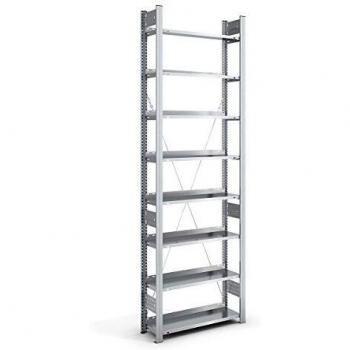 Estante de Oficina Vertical de Acero Galvanizado, Altura 2700 mm, Ancho 750 mm, Profundidad 300 mm, con 8 Estantes y Diseño Unilateral