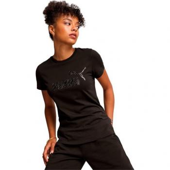 Camiseta casual Puma Essentials + Animal para mujer, textil Sportswear, modelo 681490-01, color negro