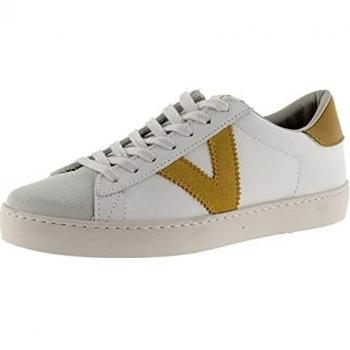 Victoria Leather Low-Top Sneakers for Women with Contrast Details - Mustard & White