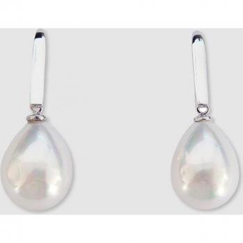 Pendientes Basic gancho de rodio y perla pera blanca