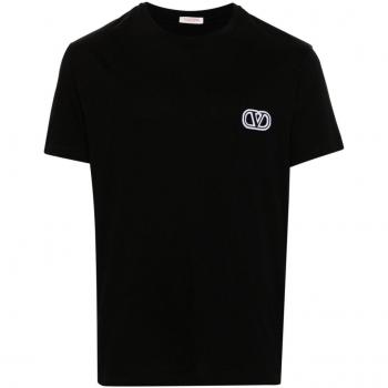 Valentino Men's Vlogo Signature Cotton T-Shirt in Black | Size Large