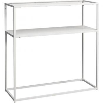 Mesa Consola de Metal con Vidrio Templado 80 x 80 x 30 cm Blanca Transparente