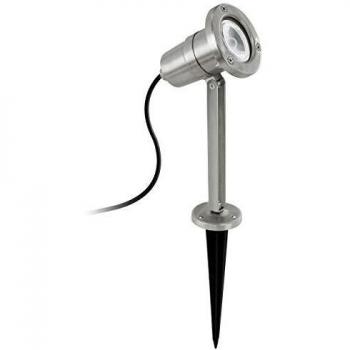 EGLO Lámpara Exterior con Punta de Tierra Spinetoli, Lámpara de Jardin de 1 Foco, Lámpara de Punta de Tierra de Acero Inoxidable, color Plata, Portalámparas GU10, IP54