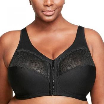 Glamorise MagicLift Wireless Front Closure Bra for Natural Shape - Black