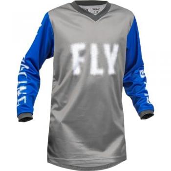 Camiseta de Cross FLY Racing F-16 para Niño Gris-Azul (Tamaño YXL)