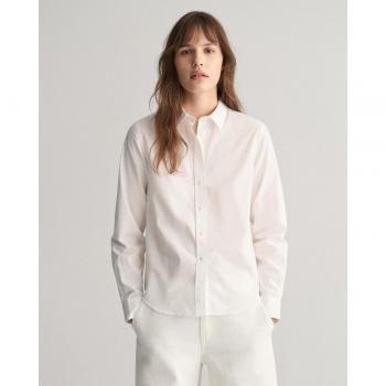 Camisa de mujer Gant de popelina blanca, manga larga, corte regular, casual