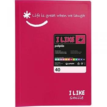 Grafoplás 1440854. Carpeta con Fundas, Tamaño Folio, Color Rosa Fucsia, 40 Fundas Transparentes Polipropileno