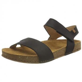 Sandalias de Piel El Naturalista N5790 Balance para Hombre, Negros, Planas con Velcro, Talla 46