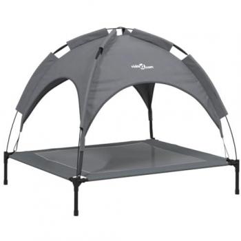 Cama para perros con dosel antracita tela oxford y acero, dimensiones 63 x 49,5 x 60 cm y 71 x 64 x 70 cm