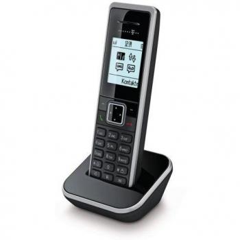 Telekom Sinus 206 - Teléfono inalámbrico Sinus 206 con cargador, color negro y plateado