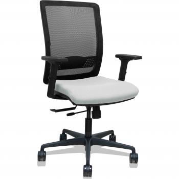 Silla Haches Traslack Malla Negra Asiento Bali Gris Claro Brazos 2D Ruedas 65mm