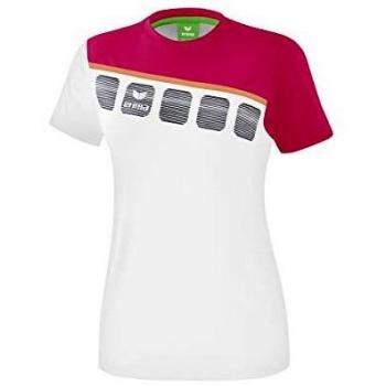 Erima Women's 5-C Short Sleeve T-shirt in White / Love Rose / Peach