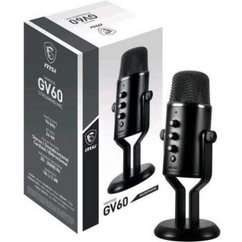 MSI IMMERSE GV60 Streaming Microphone with USB Type-C Interface, 3.5mm Aux, Professional Intuitive Control in Stereo, Omnidirectional, Cardioid, and Bidirectional Modes