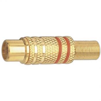 Conector Hembra Coaxial RCA Metálico con Aros Rojos Electro DH 10.591/D/R