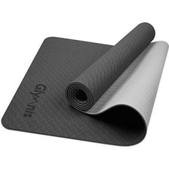 Glymnis Esterilla Yoga Antideslizante Colchoneta Yoga Mat Esterilla Deporte de Material Ecológico TPE Esterilla Pilates con Correa 183mm x 61mm x 6mm Negro