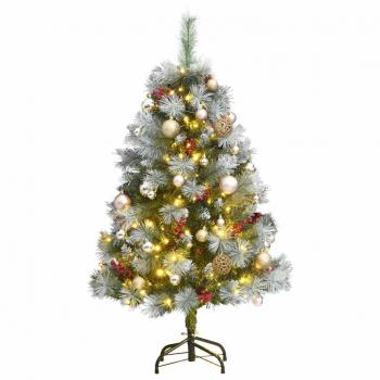 Hinged 120 cm Artificial Christmas Tree with 150 LEDs and Ornaments