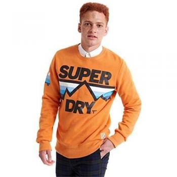 Superdry Hombre Jersey de Cuello Redondo Downhill Racer Naranja Mojave S