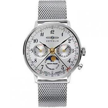 Zeppelin Unisex Chronograph Quartz Watch with Stainless Steel Strap 7037M-1