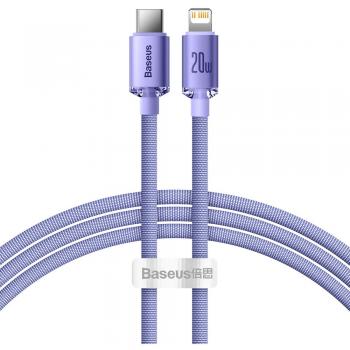 Cable USB-C a Lightning Baseus Crystal Shine, 20W, Carga Rápida y Transferencia de Datos, 2m, Color Púrpura