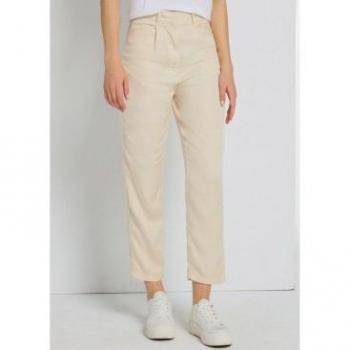 Lois Jeans - Pantalón Chino Blanco para mujer con cintura alta y pliegues sueltos