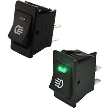 Jwqidi 2 piezas 4 polos 35 A/12 V coche modificado luz niebla Rocker interruptor encendido apagado, haz bajo interruptor basculante con luz LED verde