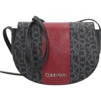 Calvin Klein Block Saddle Bag Black Mono/Red Rock