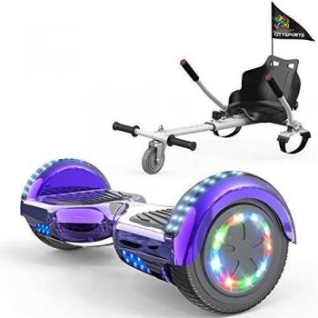 COLORWAY Hoverboard Hover Scooter Board 6,5 con Asiento Kart con Ruedas de Flash LED, Patinete Eléctrico Altavoz Bluetooth y LED, Autoequilibrio de Scooter Eléctrico
