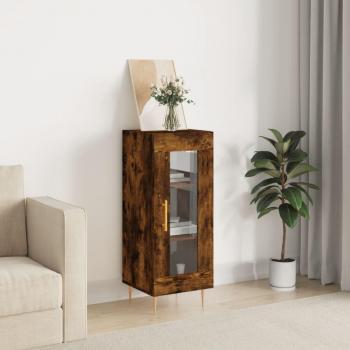 Aparador de madera contrachapada y madera de ingeniería en color roble ahumado, dimensiones 34,5x34x90 cm, mueble de almacenaje para salón, buffet auxiliar y armario de almacenamiento