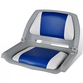 vidaXL Asiento de Barco Respaldo Plegable Azul y Blanco Silla de Embarcación
