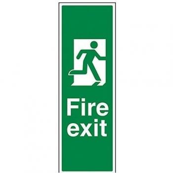 vsafety 14045 ap-r final de salida de incendios flecha hombre derecho Fire Exit Sign, 1 mm plástico rígido, vertical, 150 mm x 450 mm