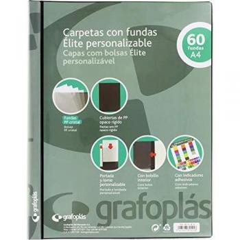 Grafoplás 98141810 Élite Carpeta Personalizable con Fundas, Cubiertas Semirrígidas, Negro, A4
