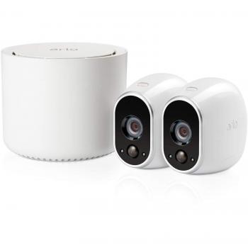 Arlo VMS3230 - Sistema de Vigilancia Inteligente con Cámaras IP Inalámbricas, Resistentes al Agua para Interior y Exterior (2 Unidades, Color Blanco)