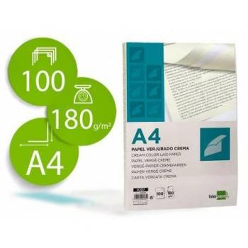Papel Verjurado Liderpapel A4 180g/m2 Color Crema Paquete de 100 Hojas