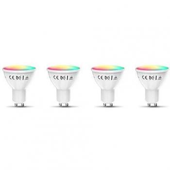 B.K.Licht I Juego de 4 LED GU10 Wi-Fi Lamp I 5.5 Watt I 350 Lumen I RGB I CCT I Dimmable I Aplicación Control de voz Alexa Google Home I iOS y Android I Bombilla WLAN I Bombilla inteligente